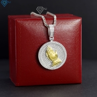 Dây chuyền bạc nam mặt bàn tay cầu nguyện xi vàng tây DCA0207