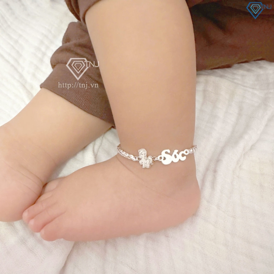 Lắc bạc cho bé khắc tên hình con ngựa LTT0201- Trang Sức TNJ
