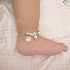 Lắc chân bạc dạng kiềng cho bé sơ sinh khắc tên hình con ngựa LTT0210