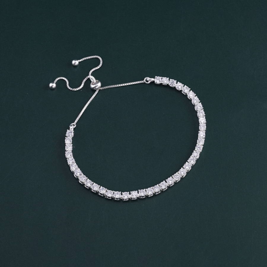 Lắc tay Tennis bạc cho nữ đính đá 3mm dây rút LTN0445