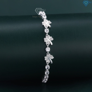 Lắc tay bạc cho nữ cỏ  4 lá may mắn đính đá dây rút LTN0446