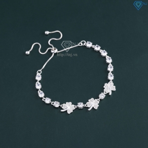 Lắc tay bạc cho nữ cỏ  4 lá may mắn đính đá dây rút LTN0446