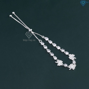 Lắc tay bạc cho nữ cỏ  4 lá may mắn đính đá dây rút LTN0446