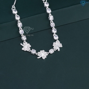 Lắc tay bạc cho nữ cỏ  4 lá may mắn đính đá dây rút LTN0446