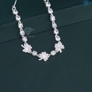 Lắc tay bạc cho nữ cỏ  4 lá may mắn đính đá dây rút LTN0446