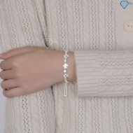 Lắc tay bạc cho nữ cỏ  4 lá may mắn đính đá dây rút LTN0446