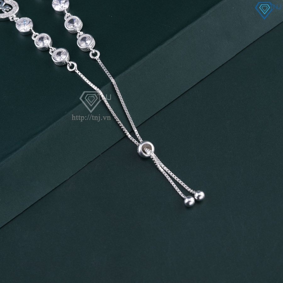 Lắc tay bạc cho nữ hình trái tim chữ Love dây rút LTN0447