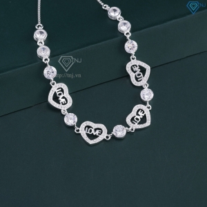 Lắc tay bạc cho nữ hình trái tim chữ Love dây rút LTN0447