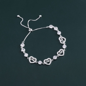 Lắc tay bạc cho nữ hình trái tim chữ Love dây rút LTN0447