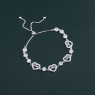 Lắc tay bạc cho nữ hình trái tim chữ Love dây rút LTN0447
