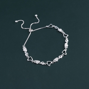 Lắc tay bạc cho nữ hình trái tim chữ Love dây rút LTN0448