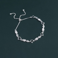 Lắc tay bạc cho nữ hình trái tim chữ Love dây rút LTN0448