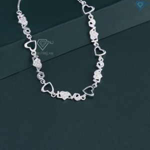 Lắc tay bạc cho nữ hình trái tim chữ Love dây rút LTN0448