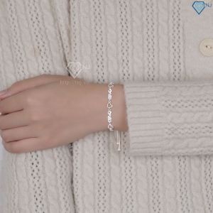 Lắc tay bạc cho nữ hình trái tim chữ Love dây rút LTN0448