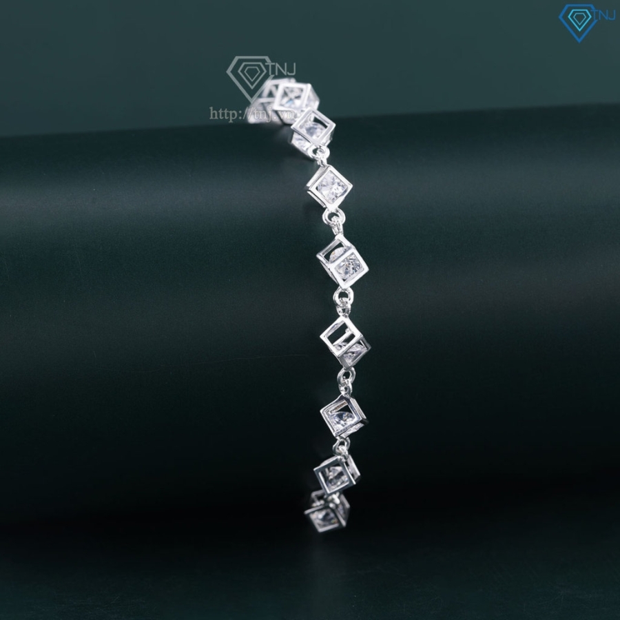 Lắc tay bạc cho nữ hình lập phương dây rút LTN0449 - Trang Sức TNJ