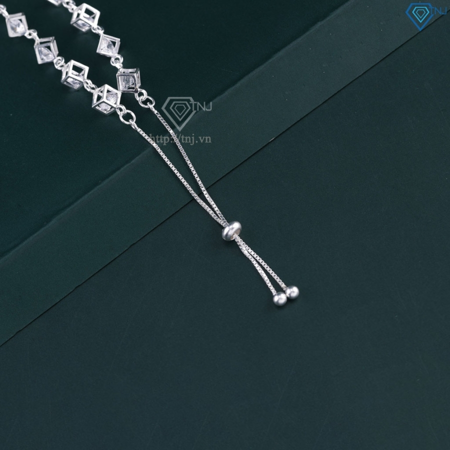 Lắc tay bạc cho nữ hình lập phương dây rút LTN0449 - Trang Sức TNJ