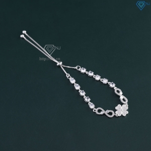 Lắc tay bạc cho nữ cỏ 4 lá vô cực may mắn đính đá dây rút LTN0450