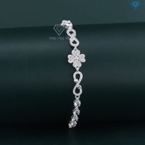 Lắc tay bạc cho nữ cỏ 4 lá vô cực may mắn đính đá dây rút LTN0450