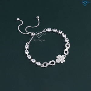 Lắc tay bạc cho nữ cỏ 4 lá vô cực may mắn đính đá dây rút LTN0450
