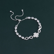 Lắc tay bạc cho nữ cỏ 4 lá vô cực may mắn đính đá dây rút LTN0450