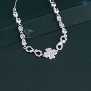 Lắc tay bạc cho nữ cỏ 4 lá vô cực may mắn đính đá dây rút LTN0450