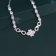 Lắc tay bạc cho nữ cỏ 4 lá vô cực may mắn đính đá dây rút LTN0450