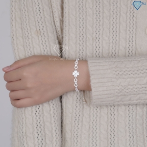 Lắc tay bạc cho nữ cỏ 4 lá vô cực may mắn đính đá dây rút LTN0450