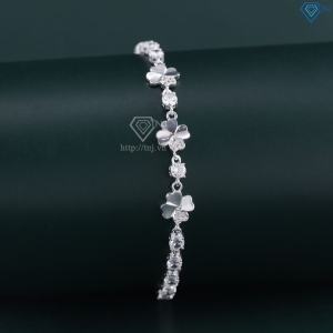 Lắc tay bạc cho nữ cỏ 4 lá may mắn đính đá dây rút LTN0451