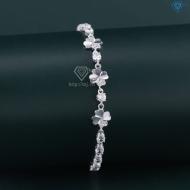 Lắc tay bạc cho nữ cỏ 4 lá may mắn đính đá dây rút LTN0451