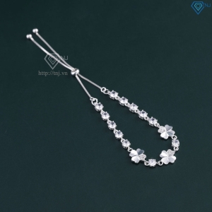 Lắc tay bạc cho nữ cỏ 4 lá may mắn đính đá dây rút LTN0451