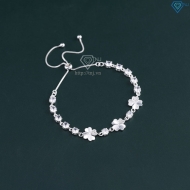 Lắc tay bạc cho nữ cỏ 4 lá may mắn đính đá dây rút LTN0451