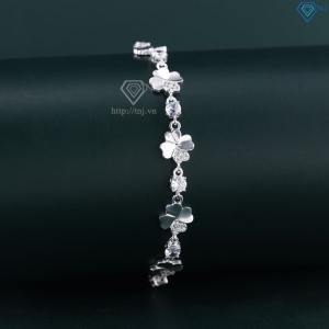 Lắc tay bạc cho nữ cỏ 4 lá may mắn 6 cánh dây rút LTN0452