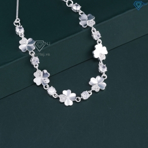 Lắc tay bạc cho nữ cỏ 4 lá may mắn 6 cánh dây rút LTN0452