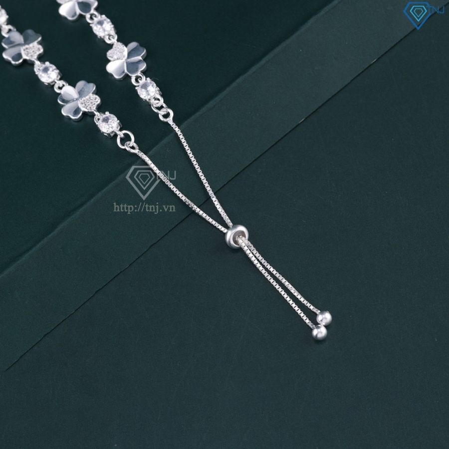 Lắc tay bạc cho nữ cỏ 4 lá may mắn 6 cánh dây rút LTN0452