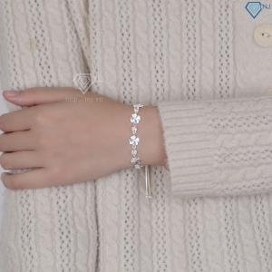 Lắc tay bạc cho nữ cỏ 4 lá may mắn 6 cánh dây rút LTN0452