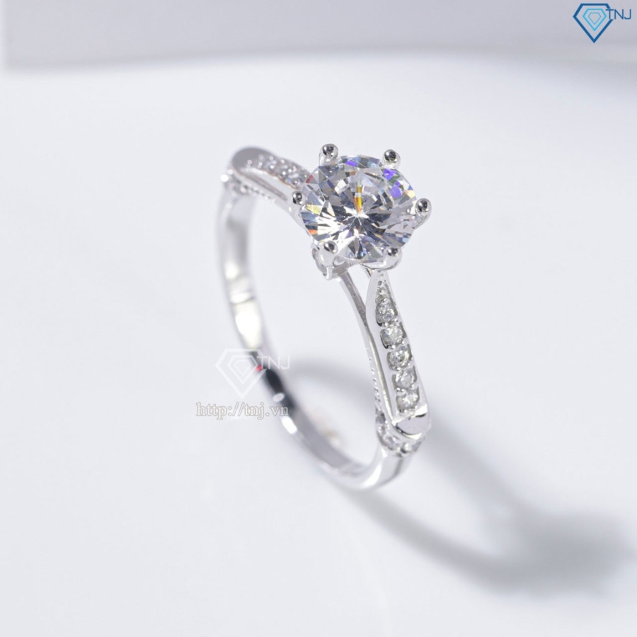 Nhẫn bạc nữ đơn giản xi kim đính đá NN0534-XK