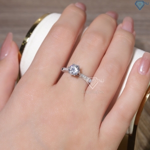 Nhẫn bạc nữ đơn giản xi kim đính đá NN0534-XK
