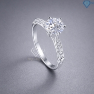 Nhẫn bạc nữ đơn giản xi kim đính đá NN0534-XK