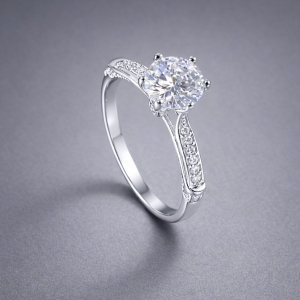 Nhẫn bạc nữ đơn giản xi kim đính đá NN0534