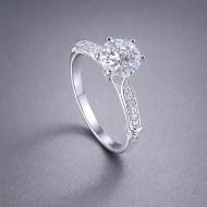 Nhẫn bạc nữ đơn giản xi kim đính đá NN0534