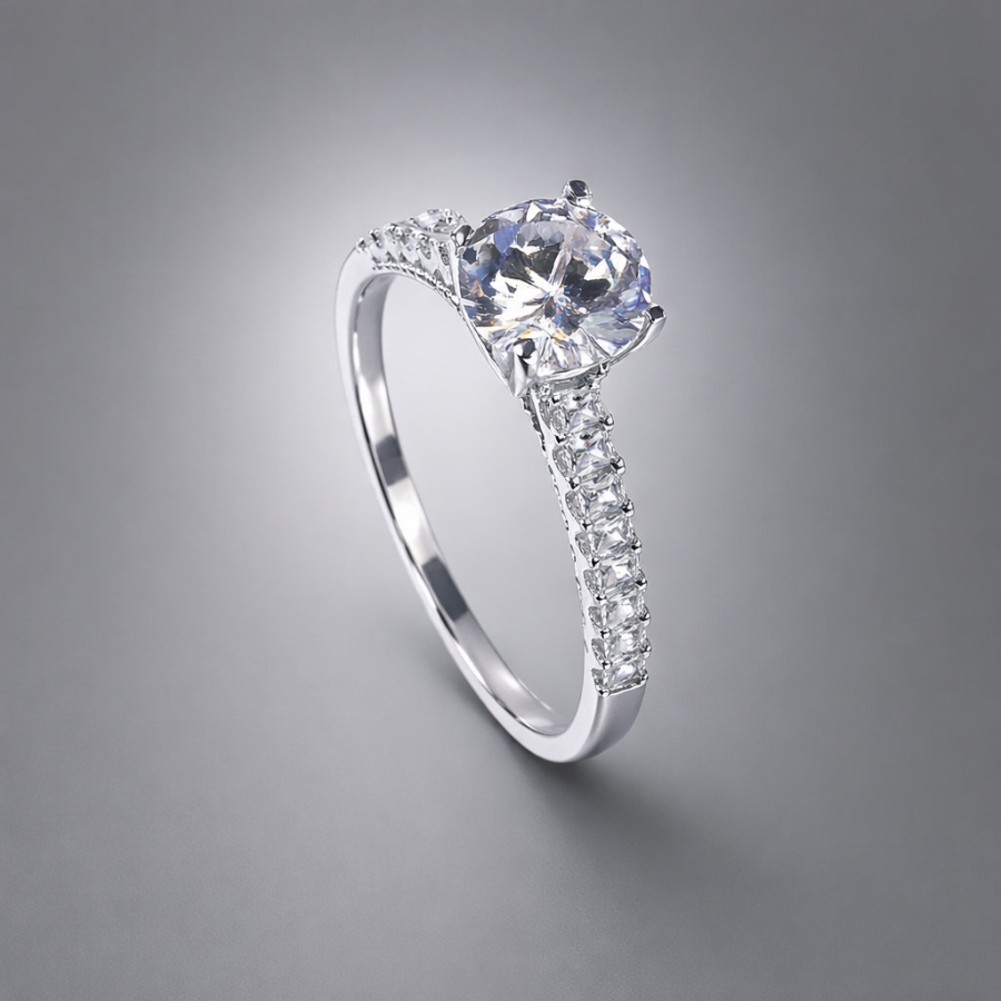 Nhẫn bạc nữ Hà Nội xi kim đính đá trắng sang trọng NN0536