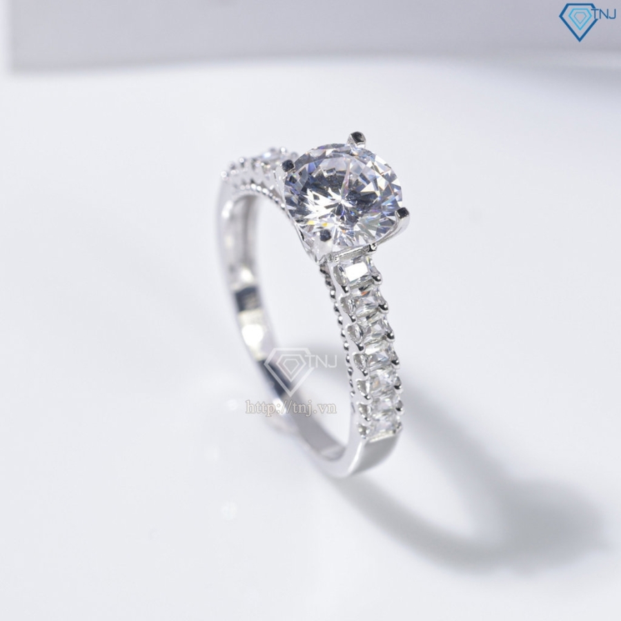 Nhẫn bạc nữ Hà Nội xi kim đính đá trắng sang trọng NN0536-XK