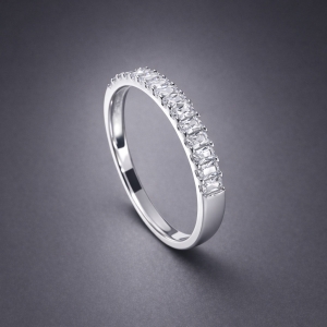 Nhẫn bạc nữ dạng tròn xi kim đính đá Baguette NN0537