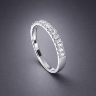 Nhẫn bạc nữ dạng tròn xi kim đính đá Baguette NN0537