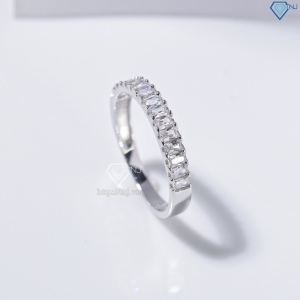 Nhẫn bạc nữ dạng tròn xi kim đính đá Baguette NN0537-XK