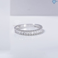 Nhẫn bạc nữ dạng tròn xi kim đính đá Baguette NN0537-XK