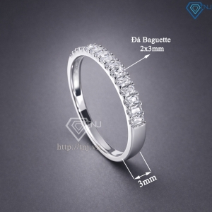 Nhẫn bạc nữ dạng tròn xi kim đính đá Baguette NN0537-XK