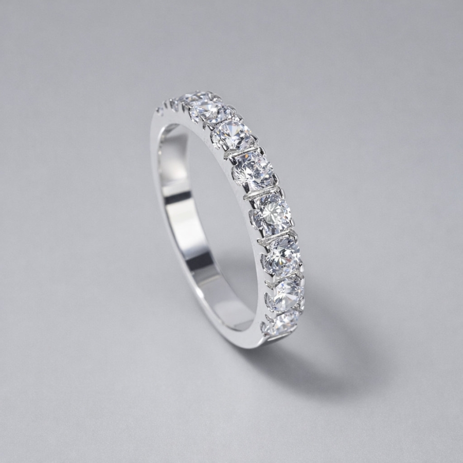 Nhẫn bạc nữ dạng tròn xi kim đính đá 3mm NN0538