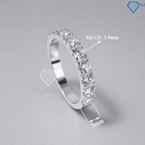 Nhẫn bạc nữ dạng tròn xi kim đính đá 3mm NN0538-XK