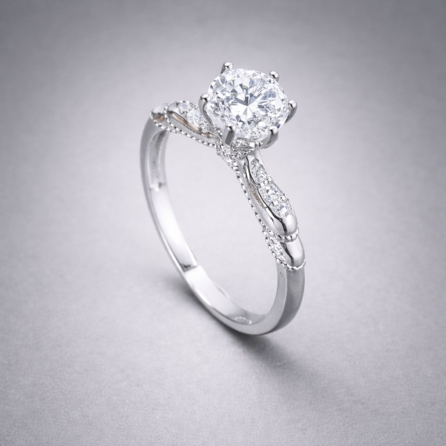 Nhẫn bạc nữ xi kim đính đá chủ cao NN0539